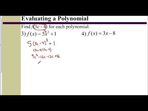 Lesson 6 3 Evaluating A Polynomial Using Function Notation Variable Expression