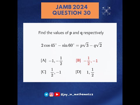 2024 JAMB Mathematics PQ (Q30)
