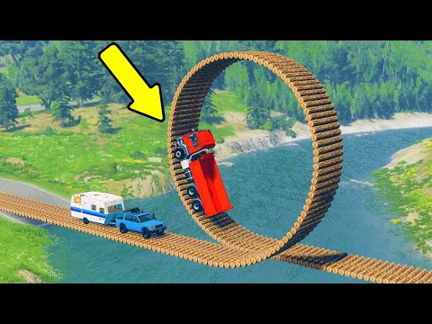Cars vs Impossible Loop Bridge – BeamNG Drive