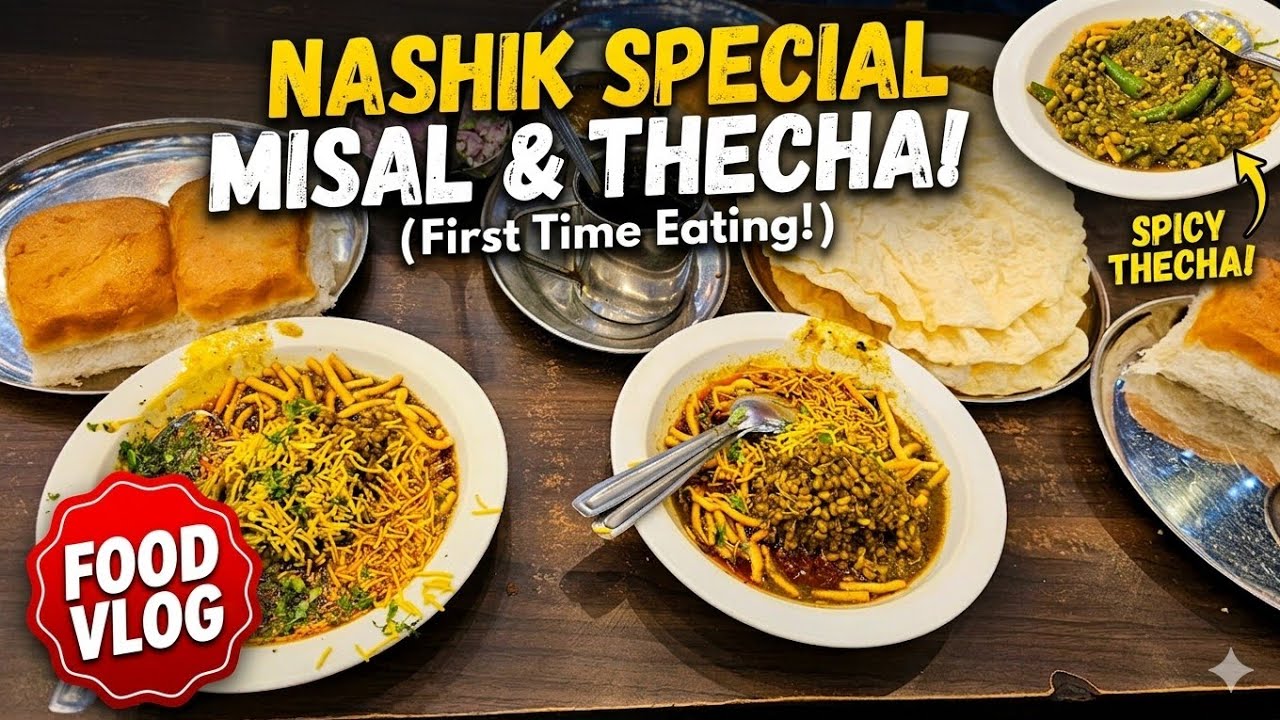First Time Eating Nashik Special Misal Pav and Thecha | Food Vlog