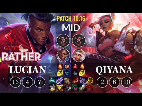 GRF Rather Lucian vs Qiyana Mid - KR Patch 10.16