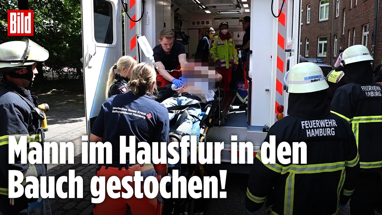 HAMBURG: Mann im Hausflur niedergestochen – Hier nimmt die Polizei den Tatverdächtigen vor Ort fest!
