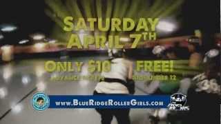 preview picture of video 'Asheville Roller Derby!  Blue Ridge Roller Girls Season Opener April 7th'