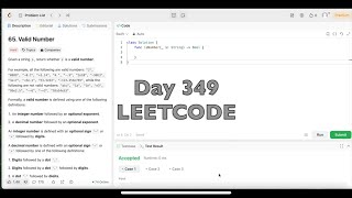 YouTube video 'Day 349: LeetCode Problem 65. Valid Number - Swift'