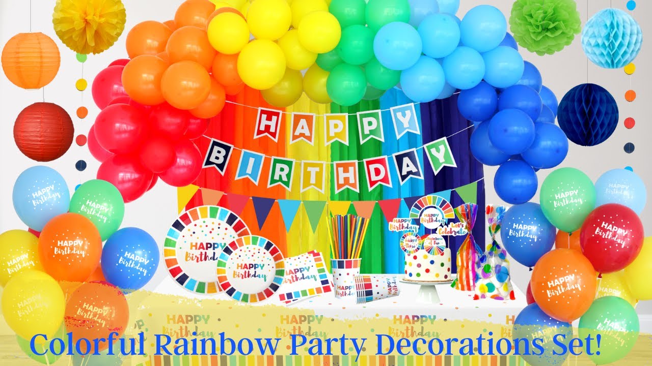 Colorful Rainbow Birthday Party Decorations Set!