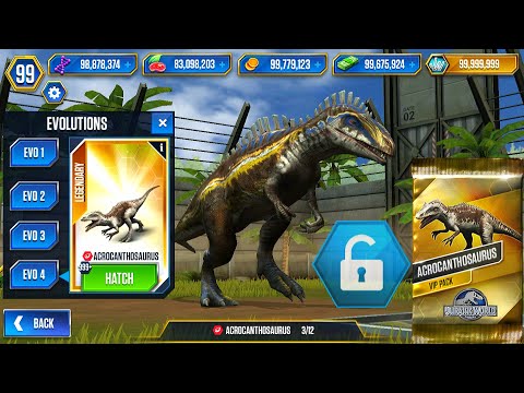 ACROCANTHOSAURUS PACK TOP 1 UNLOCKED ACROCANTHOSAURUS | JURASSIC WORLD THE GAME