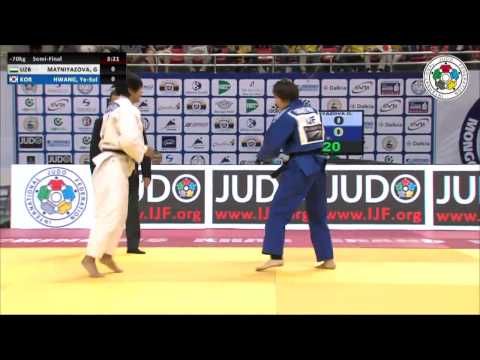 Gulnoza MATNIYAZOVA (UZB) Vs Ye Sul HWANG (KOR) - Judo Grand Prix Ulaanbaatar 2014 [-70kg]