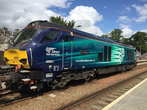 DRS Class 68 Diesel 68001 "Evolution" Hauling The Mossend To Inverness  Freight Near Pitlochry