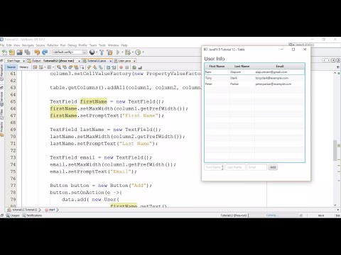 JavaFX 8 Tutorial 12 - Table with Example of User Info