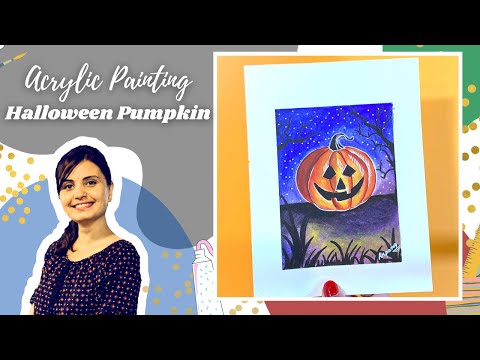 Halloween Pumpkin Painting for Beginner | Acrylic Painting Tutorial | Arpana's Art Room