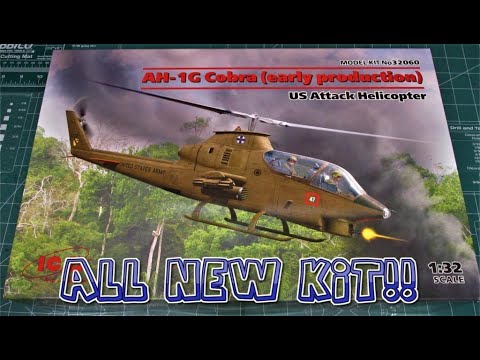 AH-1 G Cobra Early Production 1/32 Scale Model Attack Helicopter Model Kit Unboxing Review ICM 32060