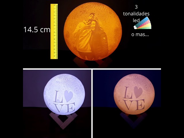 Vídeo relacionado con Anlewo Lampara De Luna Personalizada Foto Y Texto 3D Usb Recargable 16 Colores Control Remoto Y Táctil Controlar Personalizado Luz De Noche Creativa Romántica (Diámetro 18cm)