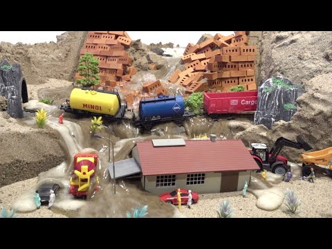 Mini Brick Dam Failure Near Train Station - Diorama Dam Breach