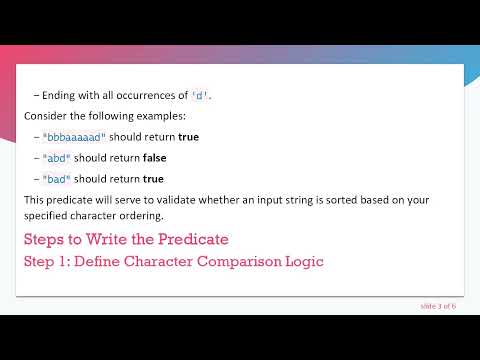 Writing a Dafny Predicate to Prove a String is Sorted by b =  a =  d