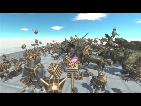 110 Thor Hammer vs 20 T-Rex : Animal Revolt Battle Simulator
