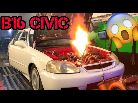 B16 Turbo Civic Hits the Dyno.  400+ hp !
