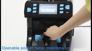 Banknote Sorter with Built-in Printer Mix Value Counting Machine 2 Pocket Money Counter youtube video