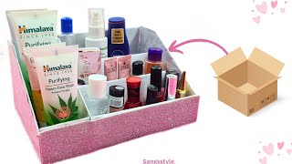 Diy makeup box with cardboard|How to make makeup Organizer at home with cardboard