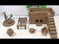 DIY How To Make Polymer Clay Miniature House Kitchen Set Bullock Cart Hand Pump Tree Village