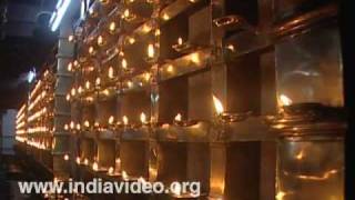 The lit up inside of the Thiruvambadi temple