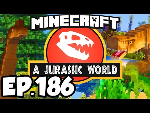 Jurassic World: Minecraft Modded Survival Ep.186 - ENCLOSED DINOSAURS FOSSIL AREA!! (Dinosaurs Mods)