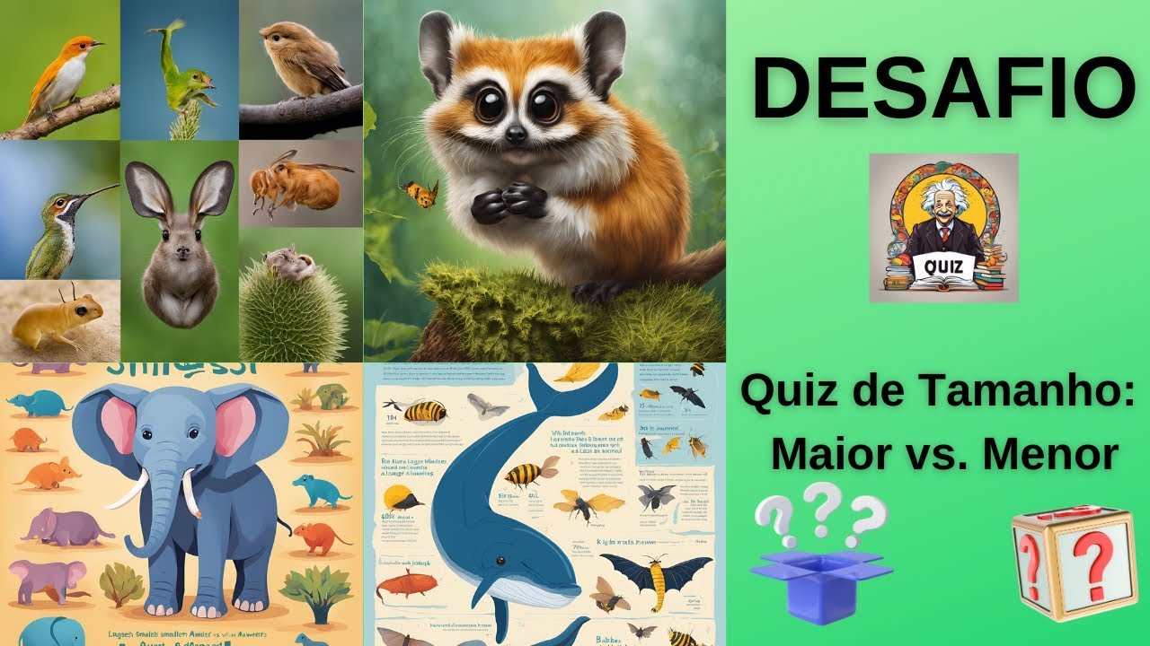 Desafio Quiz! Os maiores e menores do reino animal! Teste Perguntas e respostas Melhor prova TOP 10