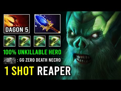 1 SHOT REAPER Solo Mid Necrophos Level 5 Dagon Max HP Regen 100% Unkillable Hero Dota 2