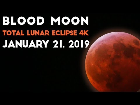 TOTAL LUNAR ECLIPSE 4K | Super Blood Wolf Moon Timelapse Footage | January 21, 2019