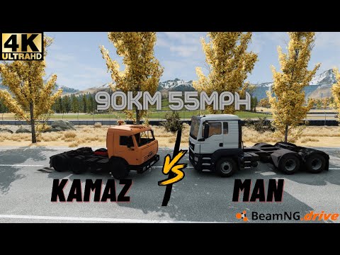 Head-on collision KAMAZ VS MAN 90KM 55MPH [BeamNG.drive - Extreme Car Crashes]