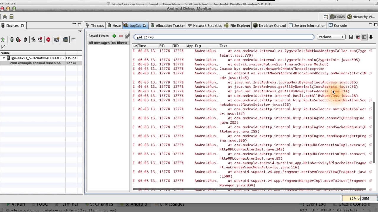 What caused the crash? Solution - Developing Android Apps