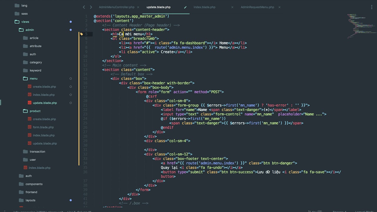 [Seri] - Website đồng hồ - Cập nhật - Xoá - Active - Hot Menus trong admin