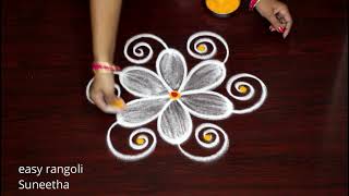 easy Friday kolam and rangoli designs with 3 dots by easy rangoli suneetha