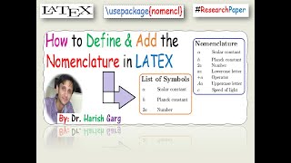 How to Define and Add Nomenclature in Latex