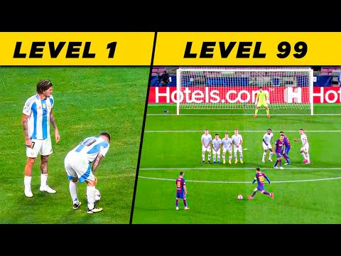 The Most IMPRESSIVE Free Kicks by Lionel Messi – Level 1 to 100 🔥