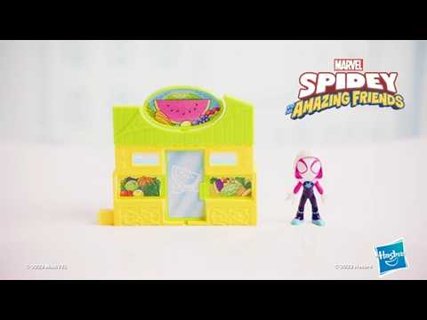 Marvel Spidey and His Amazing Friends City Blocks Ghost Spider Supermarket, Kids Playset thumbnail
