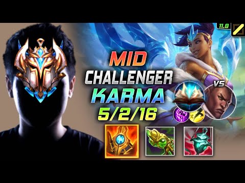 Challenger Karma MID vs Lucian - 챌린저 미드 카르마 템트리 룬 슈렐 봉풀주 カルマ Карма 天启者 卡瑪 - LOL KR 11.9