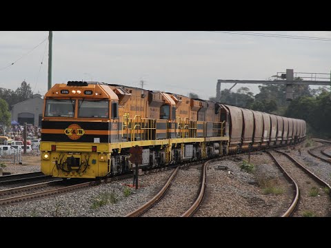 XRNs & GWU pull a coal train through Maitland - Hunter Valley Steamfest 2023