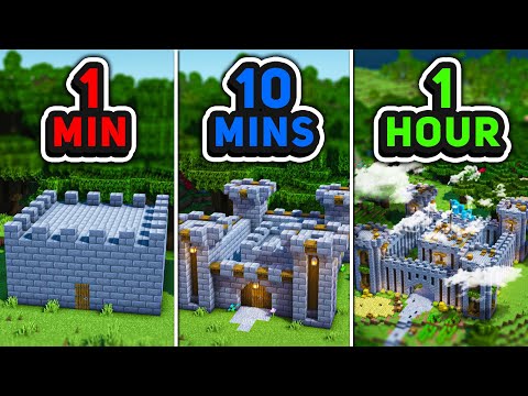 Minecraft CASTLE: 1 Minute, 10 Minutes, 1 Hour!