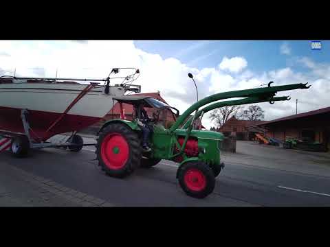 Bootstransport (kurze Version) der VINDÖ 50 SL mit DEUTZ D50s nach Lauenburg/Elbe am 26.04.2023