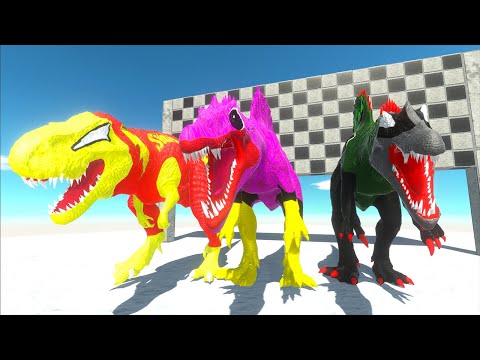 KISS MISSY SPINO VS SHAZAM T-REX VS DOCTOR DOOM SPINO DEATH RUN - Animal Revolt Battle Simulator