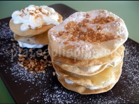 Milhojas de nata y manzana
