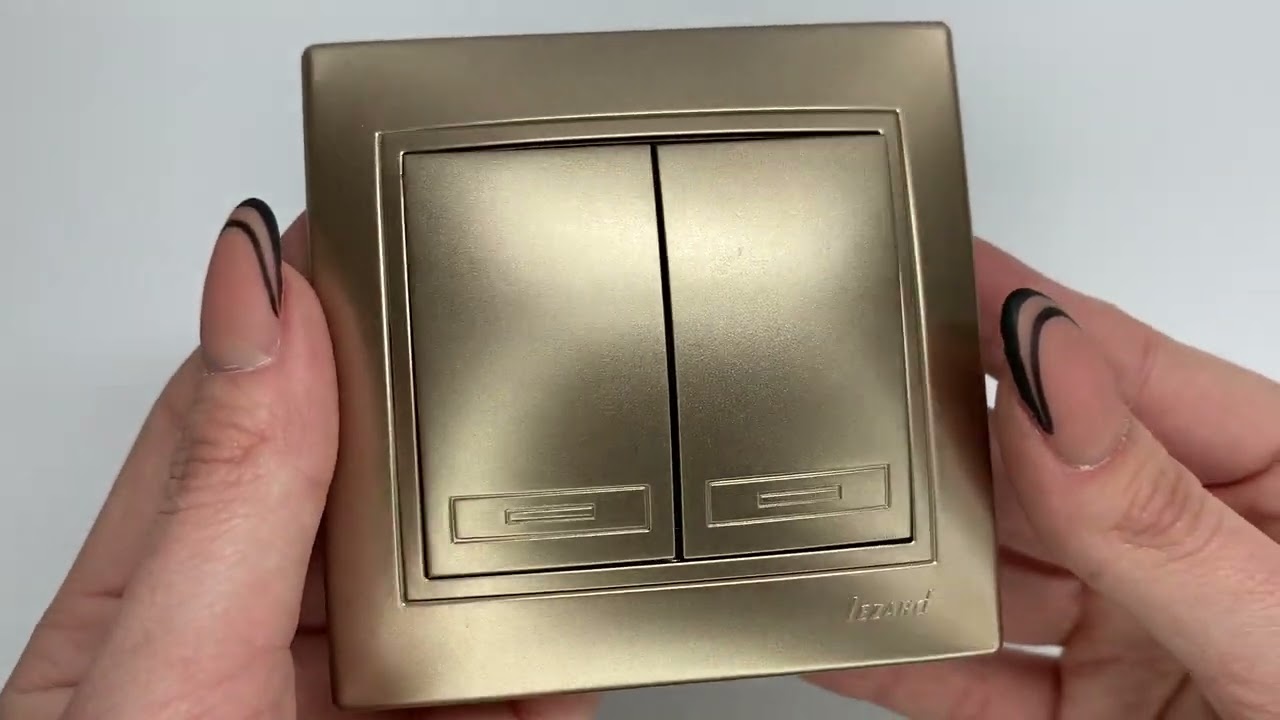 Выключатель двухклавишный MIRA светло-коричневый перламутр со вставками. 701-3131-101