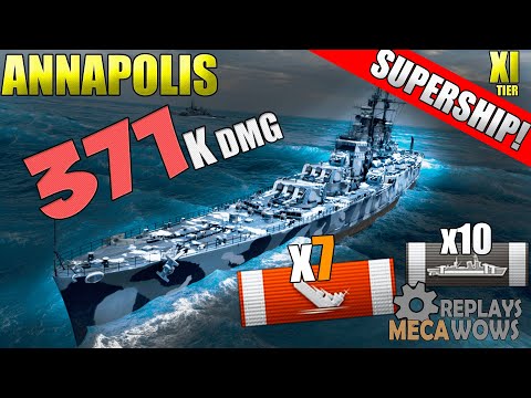 SUPERSHIP Annapolis 7 Kills & 371k Damage | World of Warships Gameplay 4k