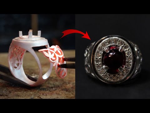 Handmade natural ruby mens ring - Sterling silver