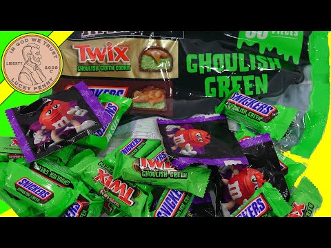Ghoulish Green Snickers, Twix & M&M Chocolate Halloween Trick Or Treat Candy Bars