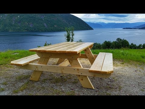 Massive Sitzgruppe, Picknickbank selber bauen, Gartenbank