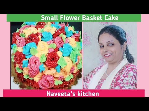 Simple small Colourful Eggless  basket Cake  by Naveeta`s Kitchen