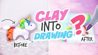 TURNING MY CLAY CHARMS INTO DRAWINGS! #1 DIY Craft Art Challenge with Polymer Clay
