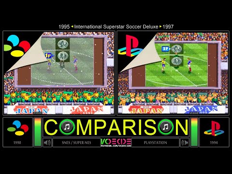 International Superstar Soccer Deluxe (SNES vs PlayStation) Side by Side Comparison | VCDECIDE