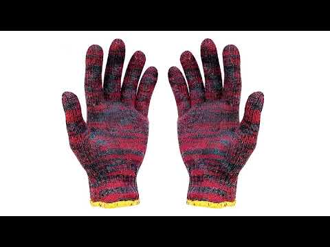 Green Black Cotton Knitted Red Overlook Safety Hand Gloves